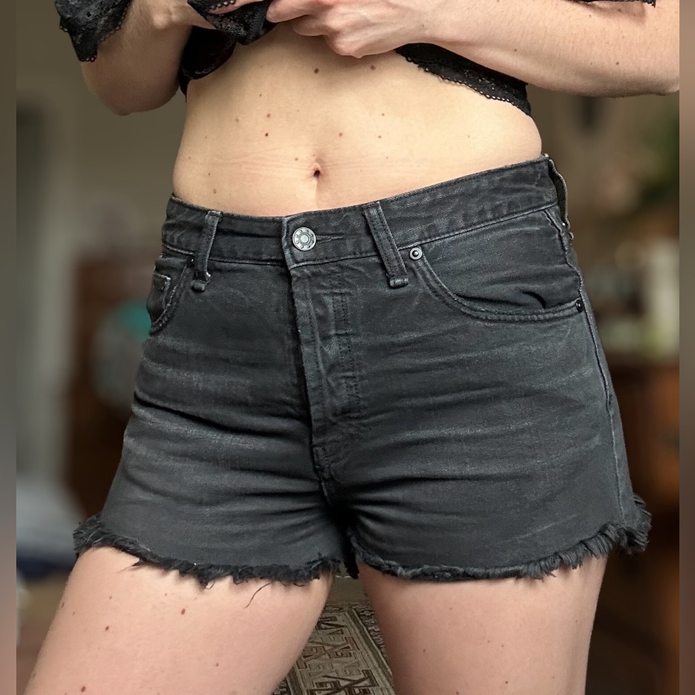 FREE PEOPLE distressed charcoal shorts